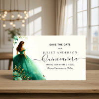 Trees Gold Mint Glam Emerald Green Quinceanera
