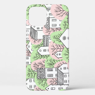 Trees, houses, spring city landscape iPhone 12 case