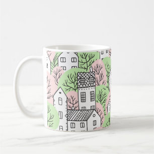 Trees, houses, spring city landscape coffee mug