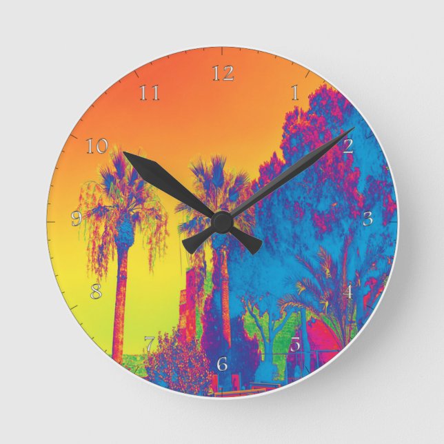 Trees in Cyprus Acrylic Wall Clock (Front)
