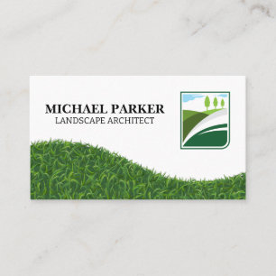 Trees in Field Logo Grass Landscape Business Card