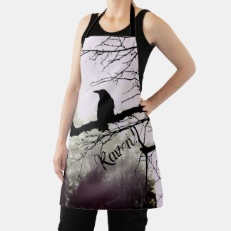 Trees in Fog with a Raven  Apron