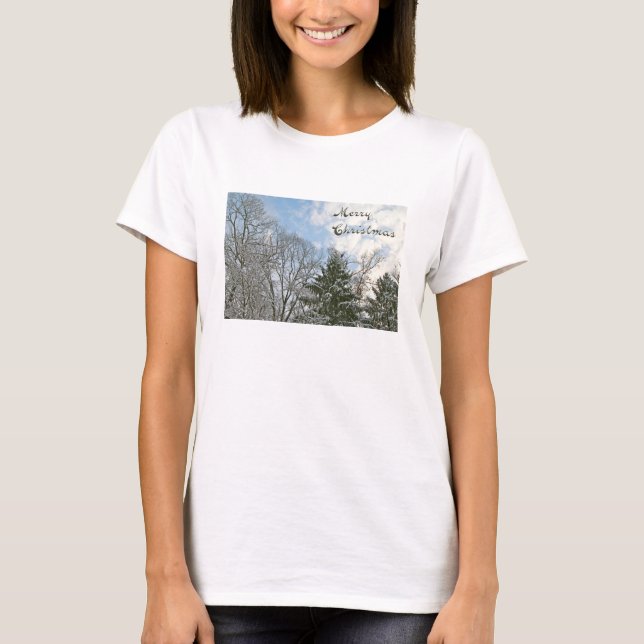 Trees In Snow - Merry Christmas T-Shirt (Front)