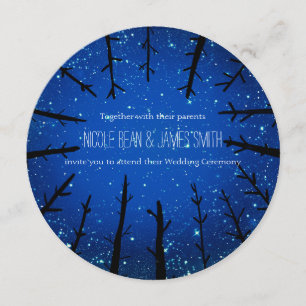 Trees In the Night Sky Rustic Wedding Invitations