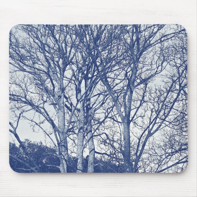 Trees in Winter - Cyanotype Effect Mouse Pad (Front)