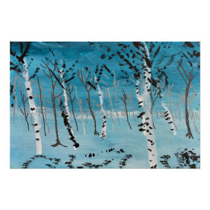 "Trees in Winter" Landscape Acrylic on Board Poster