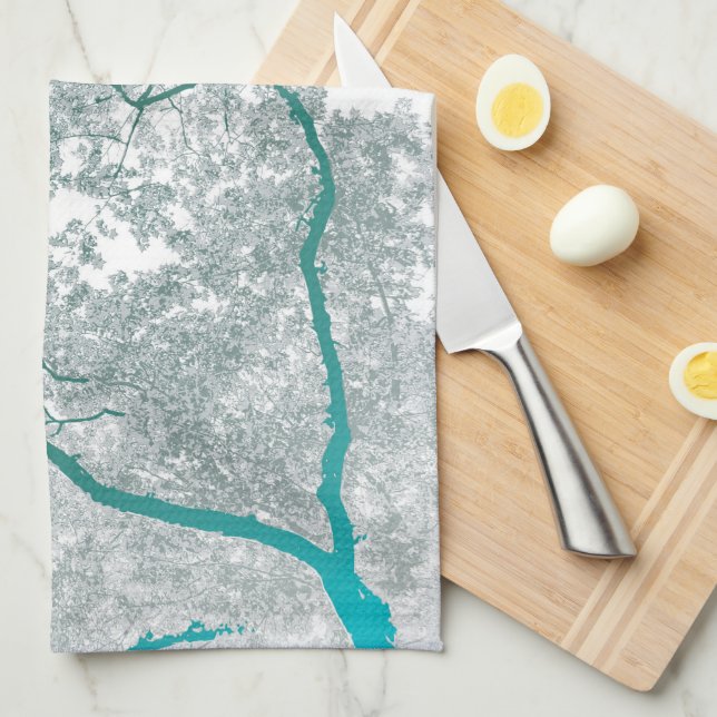 Trees Map 3 Tea Towel (Quarter Fold)
