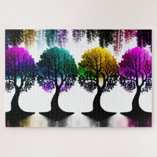 Trees of Lives Multicolored Pastel Forest Jigsaw Puzzle