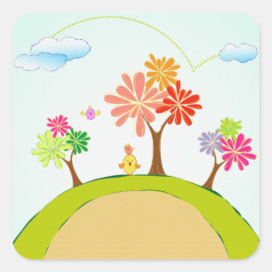 trees on a hill stickers