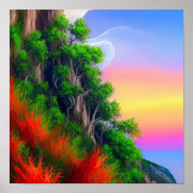 Trees on a Mountainside Poster (Front)
