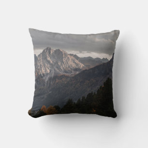 TREES ON MOUNTAINS UNDER GREY SKY CUSHION