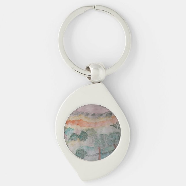 Trees On The Bay Metal Key Ring (Front)