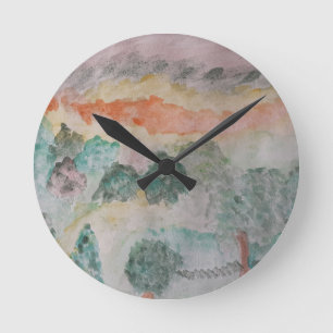 Trees On The Bay Round Clock