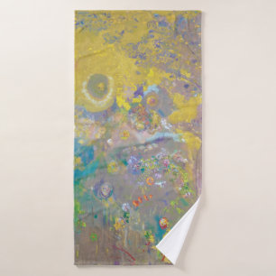 Trees on Yellow Background, Redon Bath Towel
