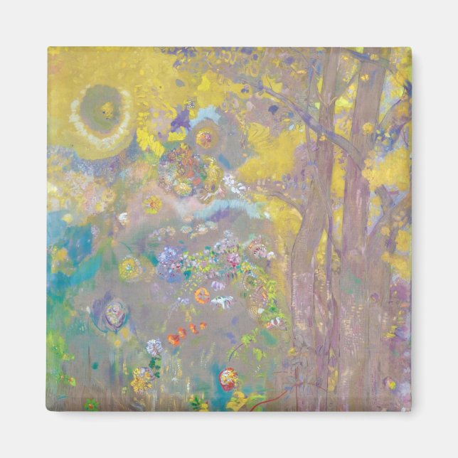 Trees on Yellow Background, Redon Magnet (Front)