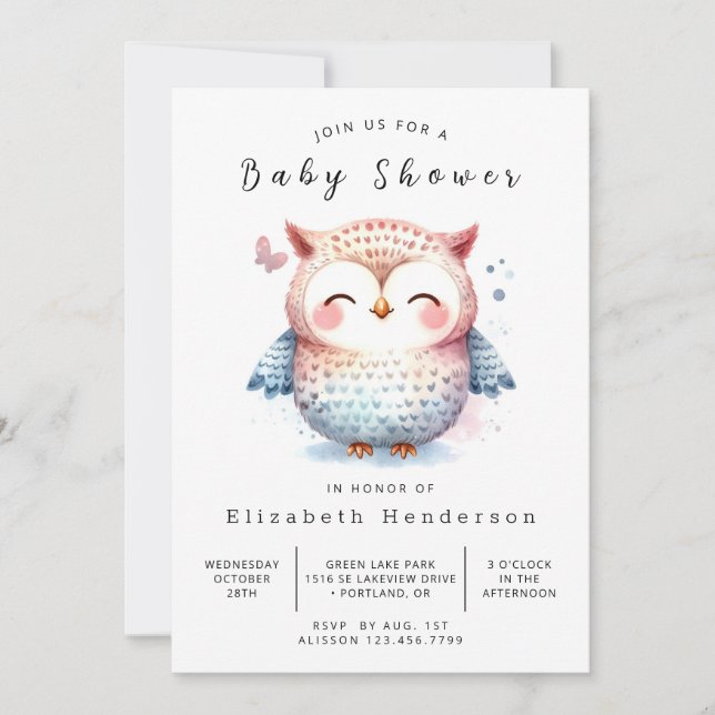 Trees Online Owl Baby Shower Invitation (Front)