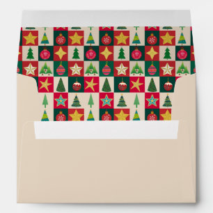 Trees Ornaments and Stars Collage Envelope