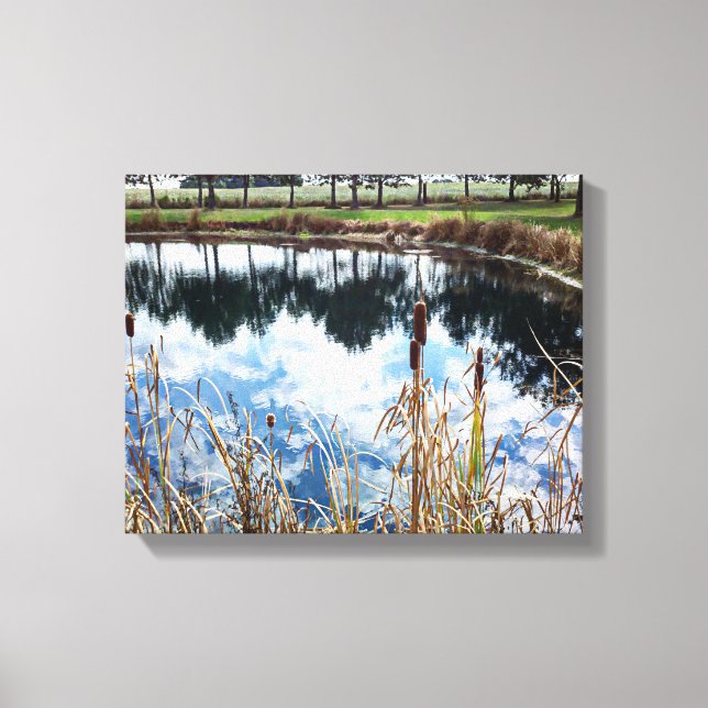 Trees Pond Landscape Michigan Photography Art  Canvas Print (Front)