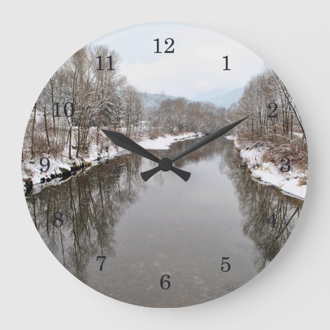 Trees Reflecting in River Large Clock (Front)