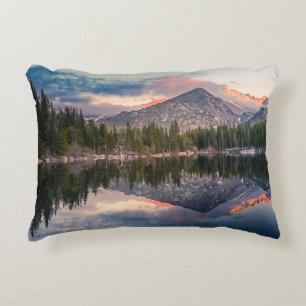 TREES REFLECTING ON CALM LAKE DECORATIVE CUSHION