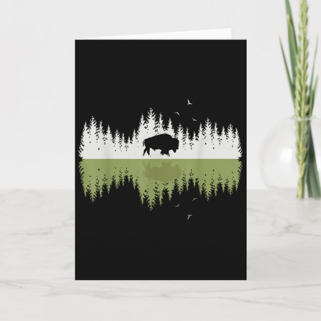 Trees Reflection Bison Wildlife Forest Nature Anim Card (Front)