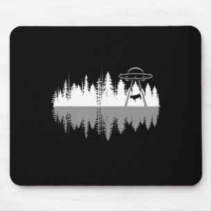 Trees Reflection Spaceship Alien Abduction Of Cow Mouse Pad