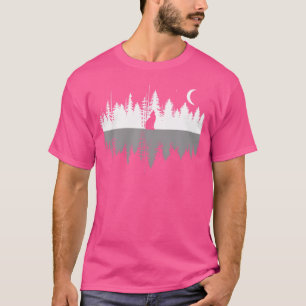 Trees Reflection Wolf Howling At Full Moon Forest  T-Shirt