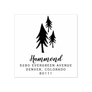 Trees Return Address Rubber Stamp