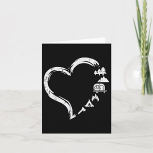 Trees Rv Van Campfire Tent Heart Cute Love Camping Card