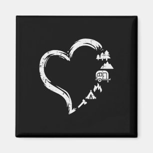 Trees Rv Van Campfire Tent Heart Cute Love Camping Magnet