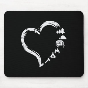 Trees Rv Van Campfire Tent Heart Cute Love Camping Mouse Pad