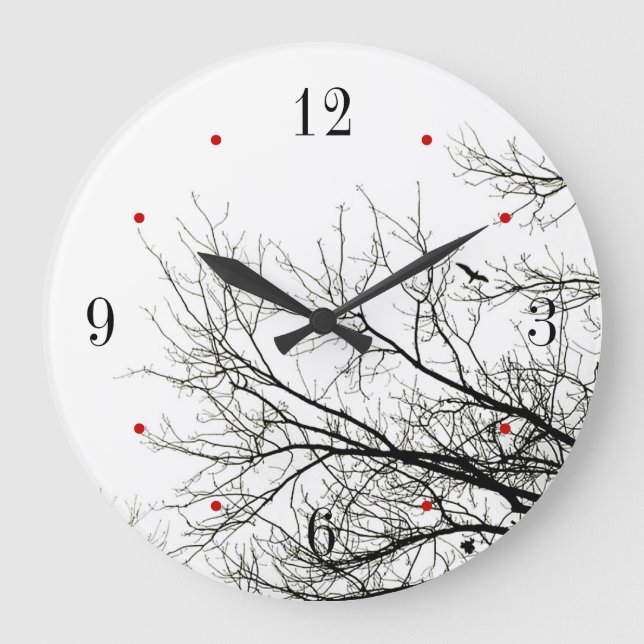 Trees Silhouette Black and White Wall Clock (Front)