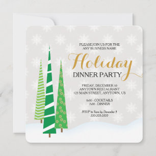 Trees & Snowflakes Business Holiday Dinner Party Invitation