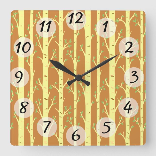 Trees Square Wall Clock (Front)