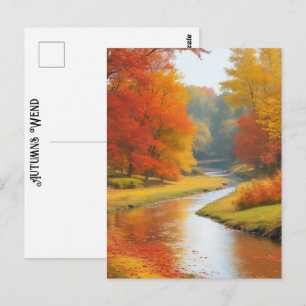 Trees Stream Colourful Autumns Wend Timeless Art Postcard