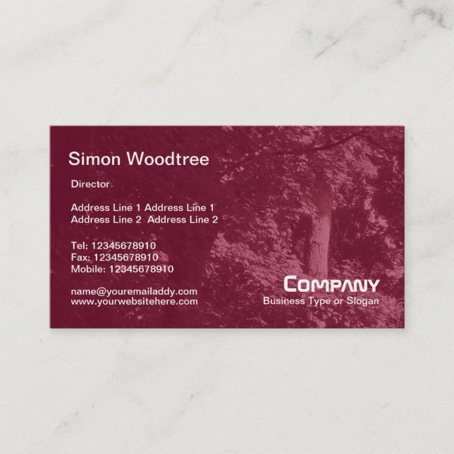 Trees Texture - Crimson Maroon Business Card (Front)