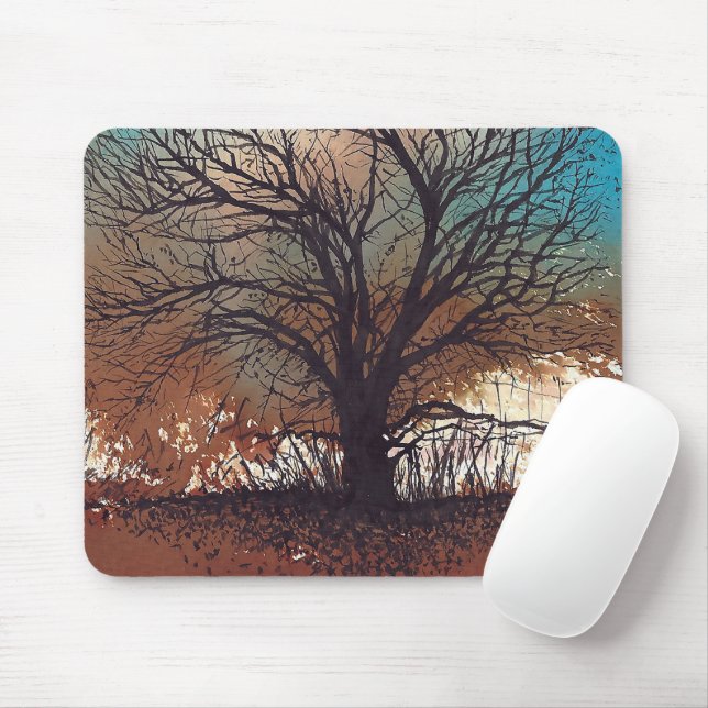 Trees Watercolor Art Mouse Pad (With Mouse)