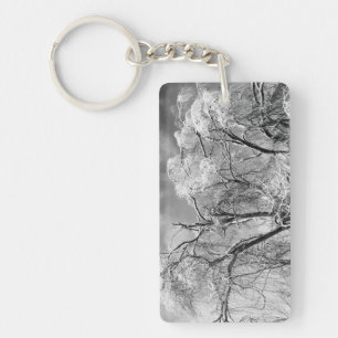 trees wear winter key ring