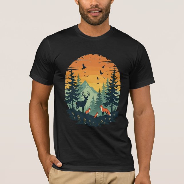 Trees Wildlife Nature Vintage Forest T-Shirt (Front)