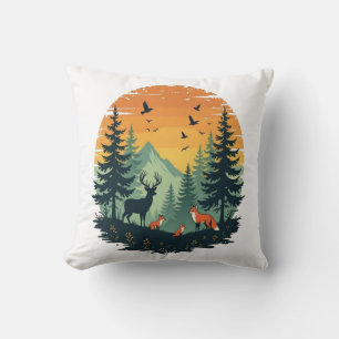 Trees Wildlife Nature Vintage Forest T-Shirt Cushion