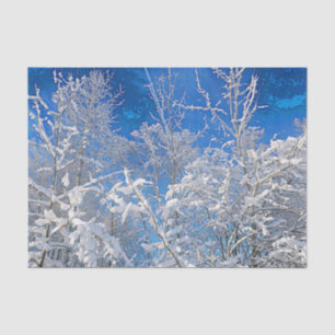Trees Winter Snow Covered Blue Sky Painted Scenery Tissue Paper