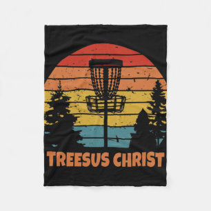 Treesus Christ Funny Disc Golf Course Frisbee  Fleece Blanket