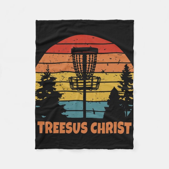 Treesus Christ Funny Disc Golf Course Frisbee  Fleece Blanket (Front)