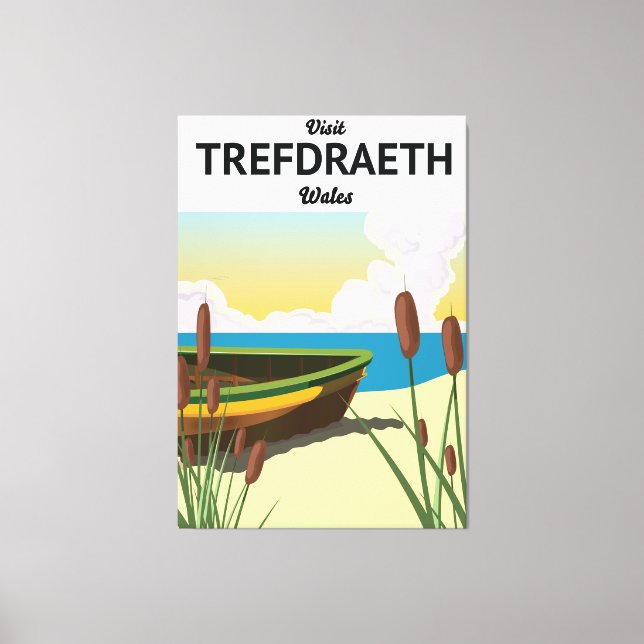 Trefdraeth seaside travel poster canvas print (Front)
