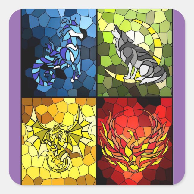 Trefoil Academy Emblem Of the 4 Houses Square Sticker (Front)