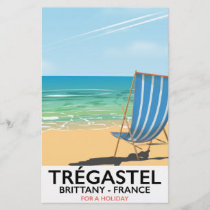 Trégastel, Brittany France beach travel poster Stationery
