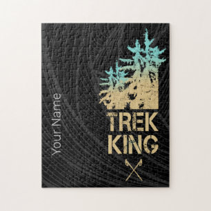 Trekking and Hiking Outdoor Vintage Forest Design Jigsaw Puzzle