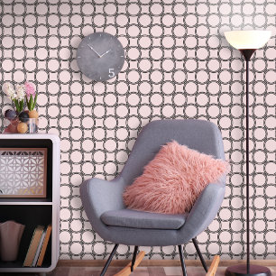 Trellis Circles Black Pink Wallpaper