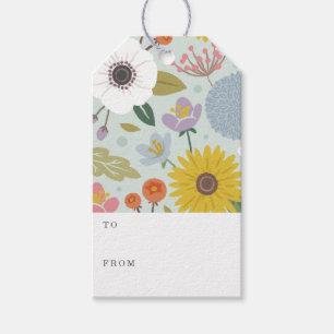 Trellis Floral Wedding Favour Gift Tag - Mint Gree