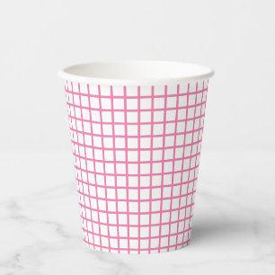Trellis Fuchsia Pink - White Paper Cups